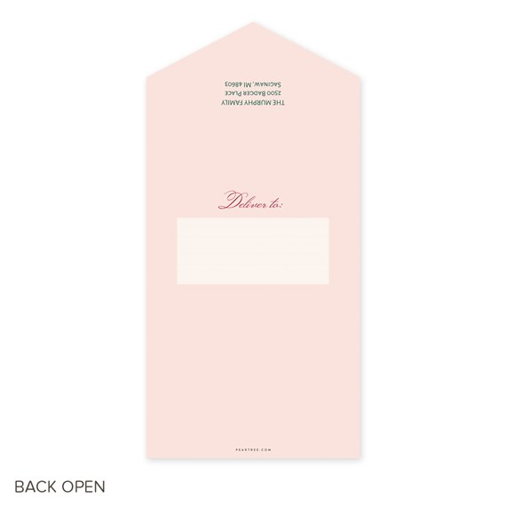 pink card with address area and decorative text
