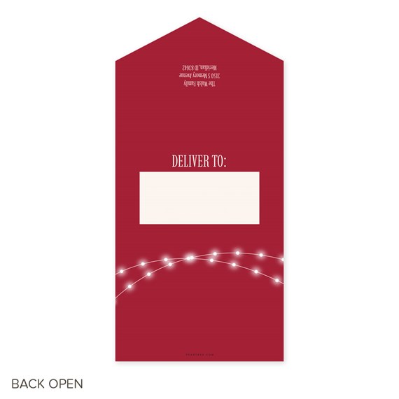 Christmas card with address area and string lights