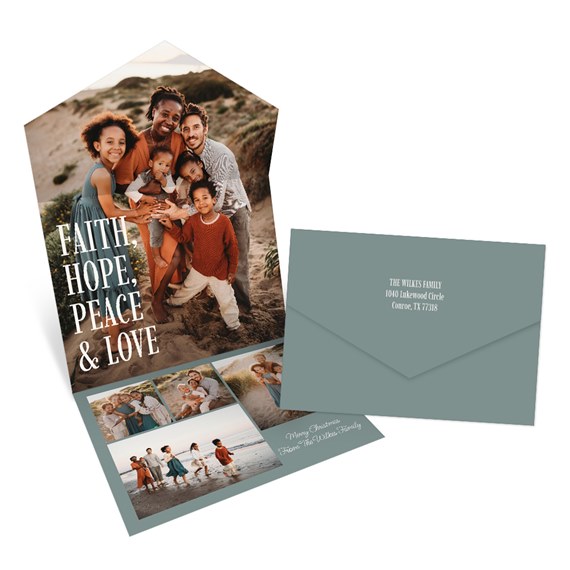 Christmas card with photo area and envelope