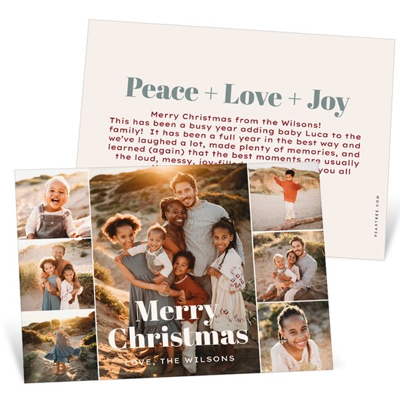 collage Christmas card with photo placeholders and text