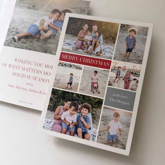 Christmas card with photo collage and text area