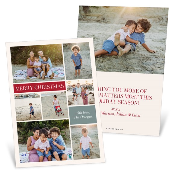 Christmas card with photo collage and festive message