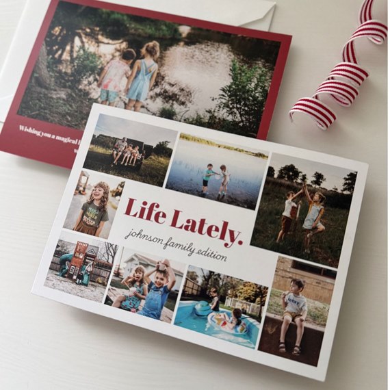 photo card with collage and text