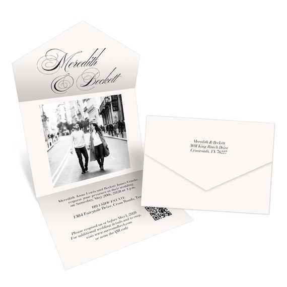 seal and send wedding invitation with photo area and printed text