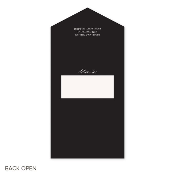 black wedding invitation with photo area and text placeholder
