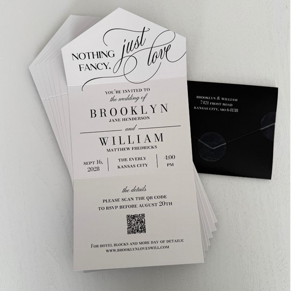 wedding invitation with customizable text area and photo placeholder