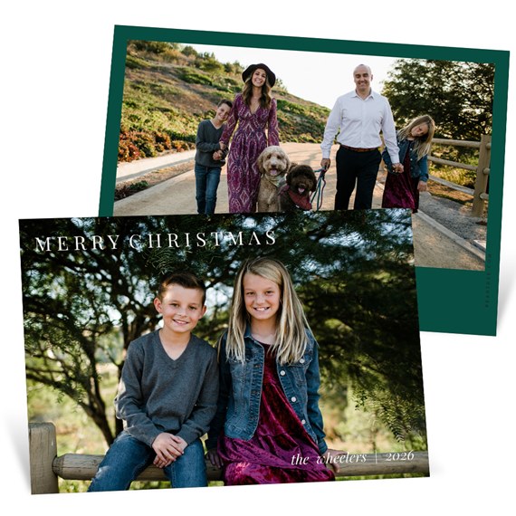 Christmas card design with photo area and customizable text area
