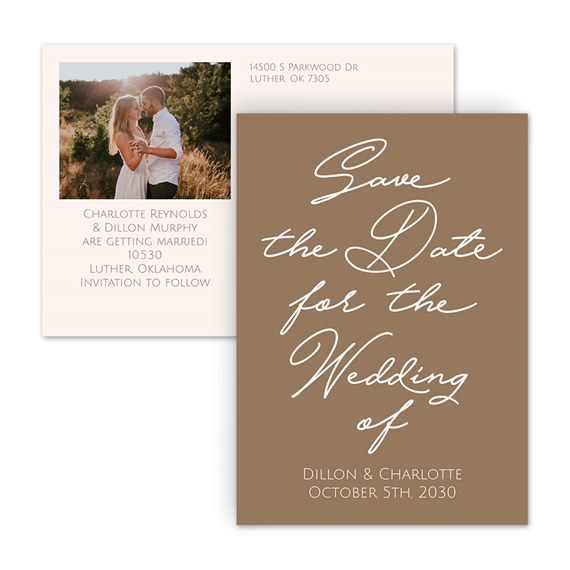 save the date postcard with photo area