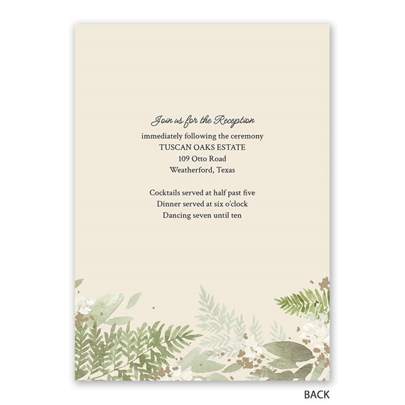 invitation with fern design and text area