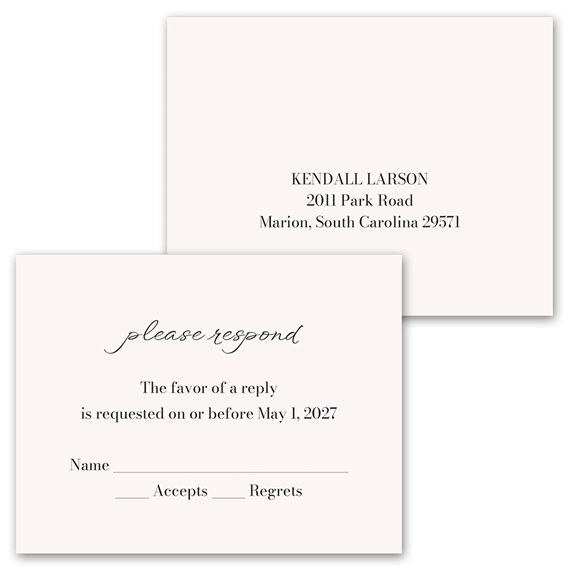 invitation response postcard with customizable text area