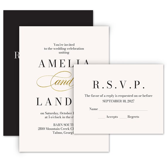 wedding invitation and RSVP card set