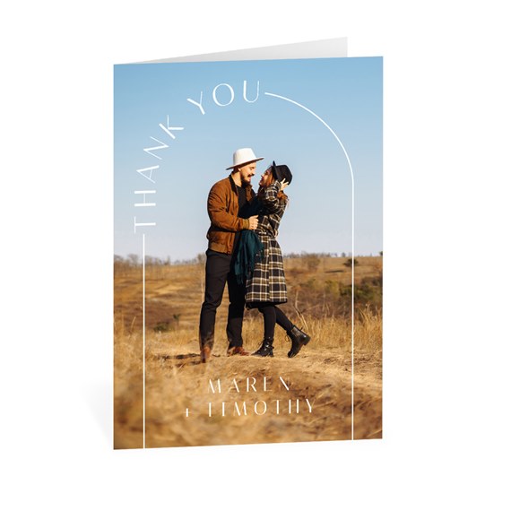 thank you card with photo area and names
