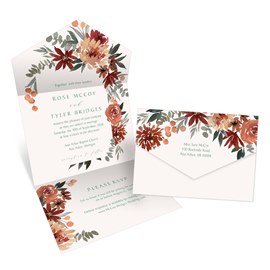 Burgundy Blooms - Seal and Send Invitation