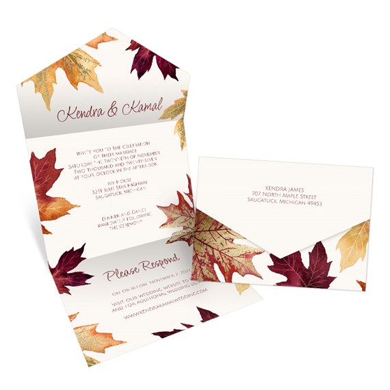 autumn invitation with leaf design and customizable text area