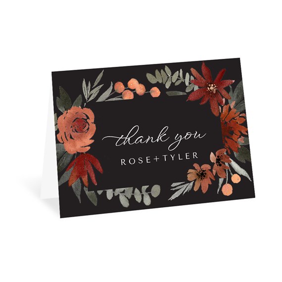 thank you card with floral design and photo area