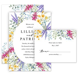 Bright Floral - Invitation with Free Response Postcard