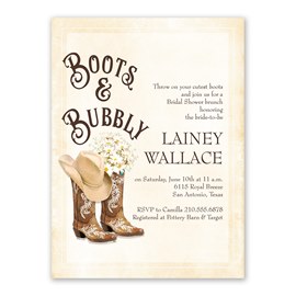 Boots and Bubbly - Bridal Shower Invitation