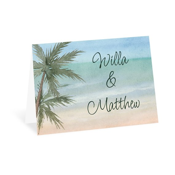 thank you card with palm tree and customizable text area