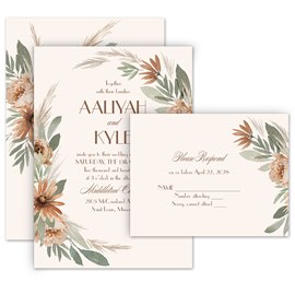 Earthy Floral - Invitation with Free Response Postcard