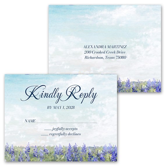 bluebonnet invitation and response postcard design