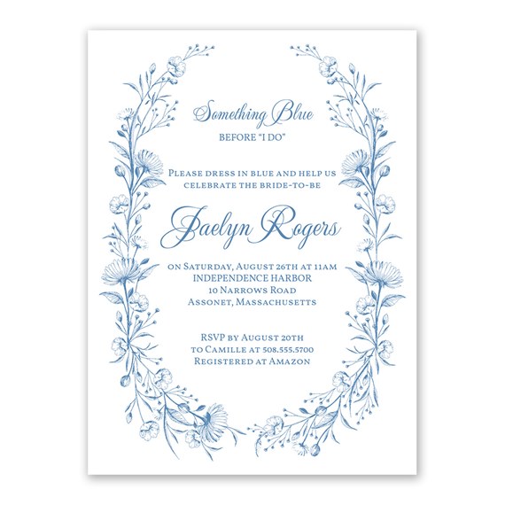 bridal shower invitation with floral design and customizable text area