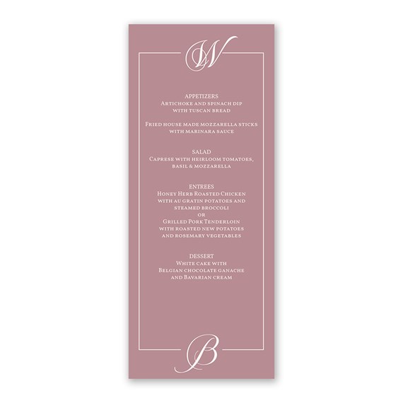 menu card with monogram and decorative border