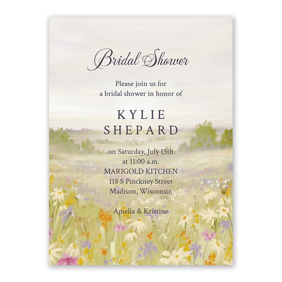 bridal shower invitation with wildflower design