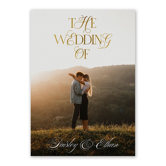 wedding invitation with customizable text area and photo placeholder