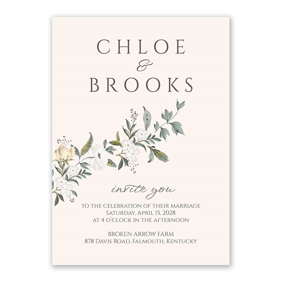 floral invitation card with customizable text area
