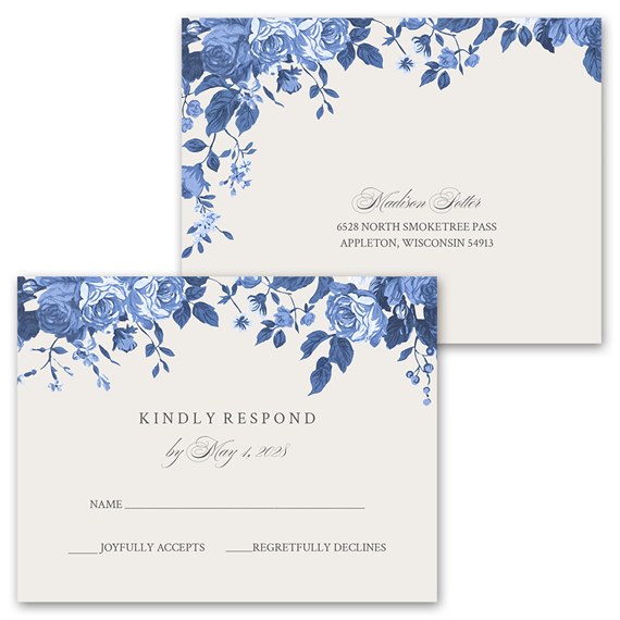 vintage floral invitation with response postcard