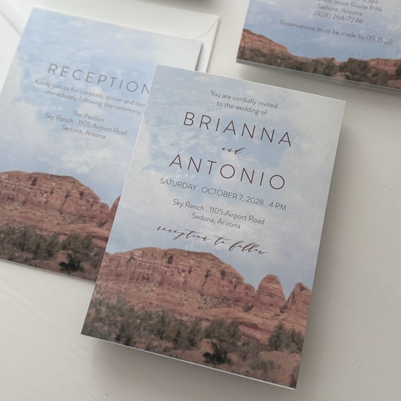 wedding invitation with photo placeholder and text area