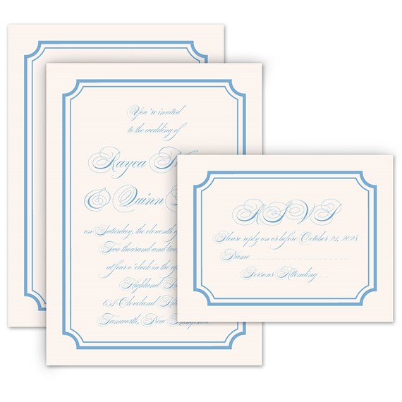 wedding invitation set with response postcard