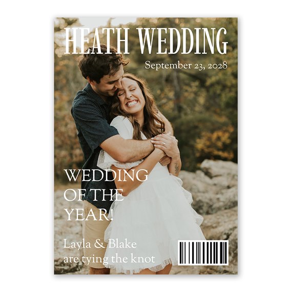 wedding invitation with photo area and text