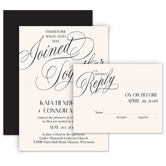 invitation and reply postcard set with elegant script