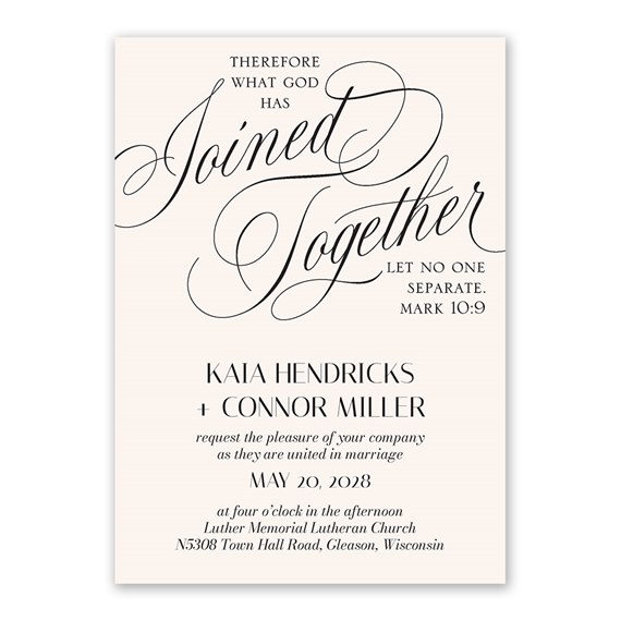 wedding invitation design with decorative text and event details