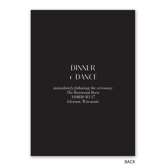 dark invitation with dinner and dance details