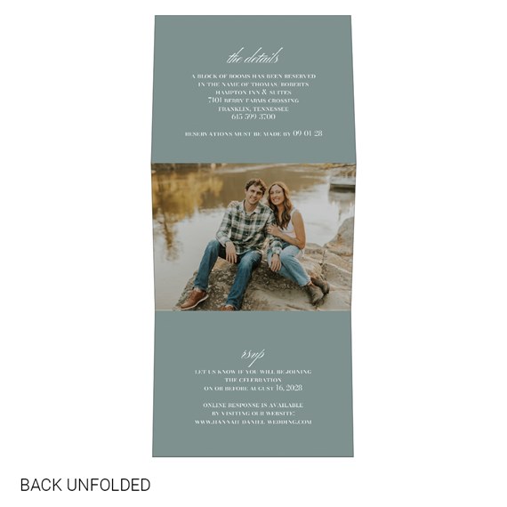 tri-fold invitation with photo placeholder and RSVP section