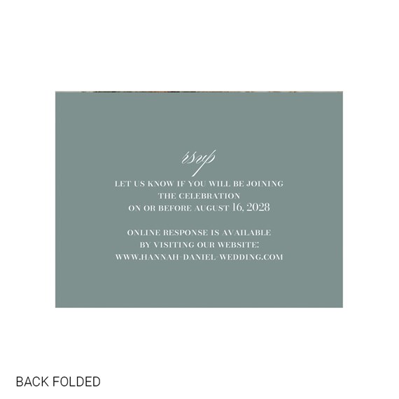 invitation card with RSVP details and online response information