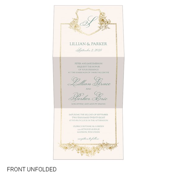 floral monogram invitation with customizable text area