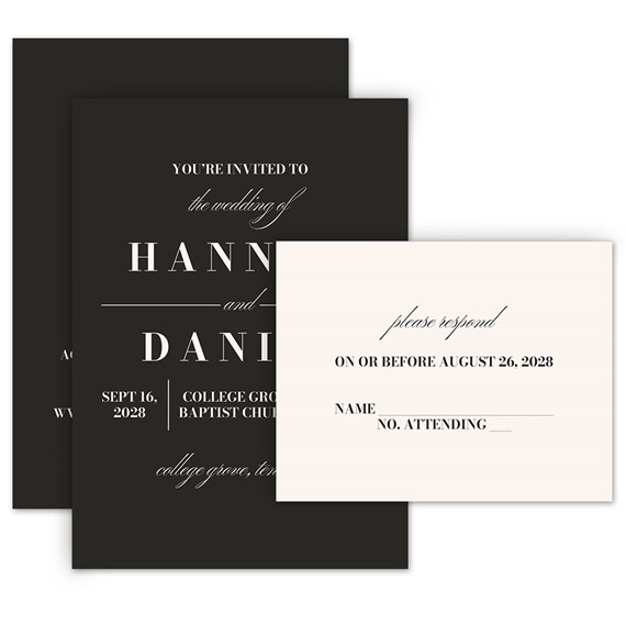 wedding invitation and response postcard set