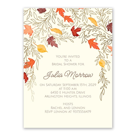 autumn leaves bridal shower invitation