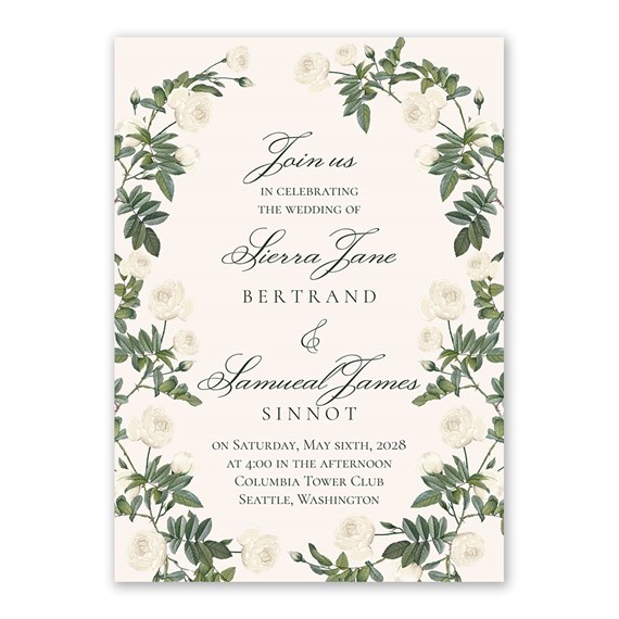 wedding invitation with floral border