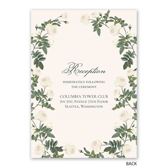 invitation with floral border and reception details
