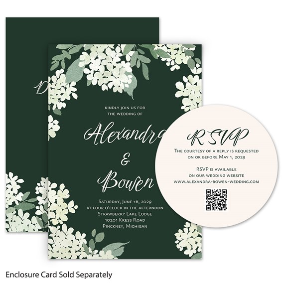 wedding invitation with floral design and RSVP card