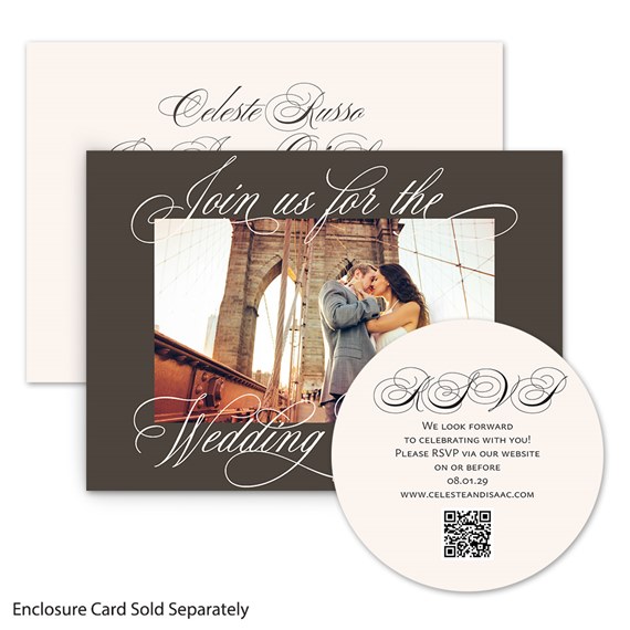 wedding invitation with calligraphy and RSVP card