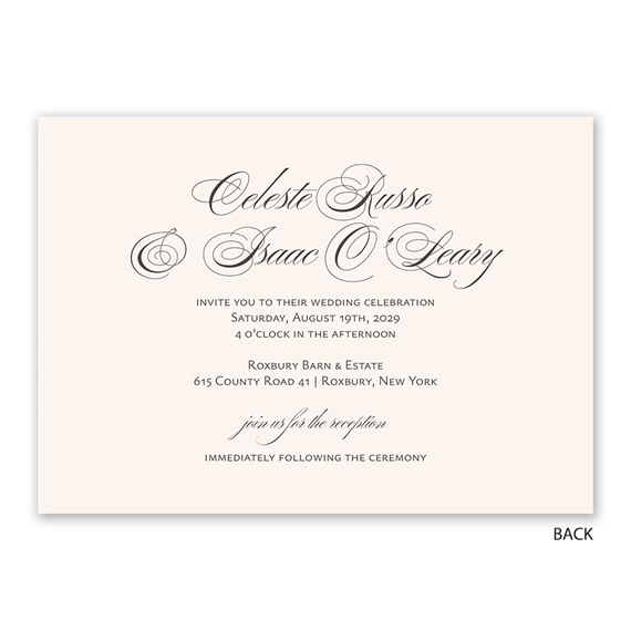 wedding invitation with calligraphy text and beige background