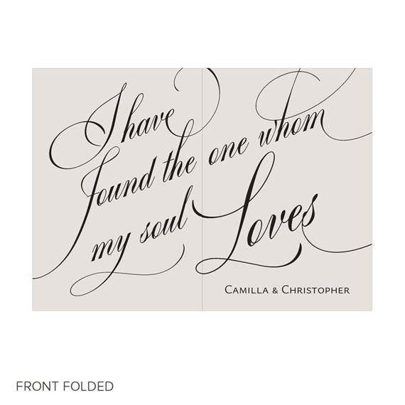 beige invitation with elegant script text