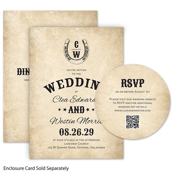 wedding invitation and RSVP card with vintage design