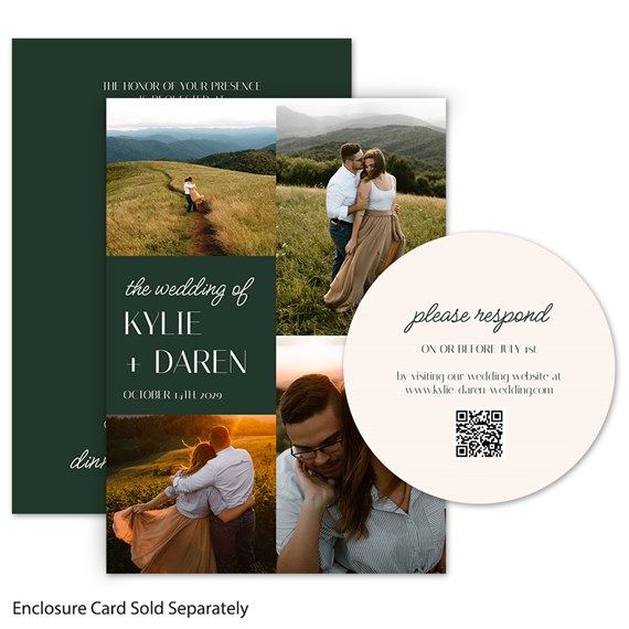 wedding invitation with photo placeholders and response card