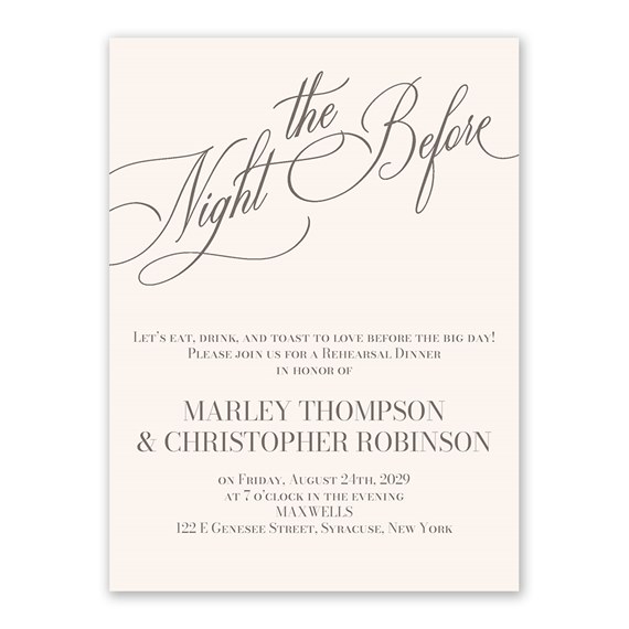 rehearsal dinner invitation with elegant typography